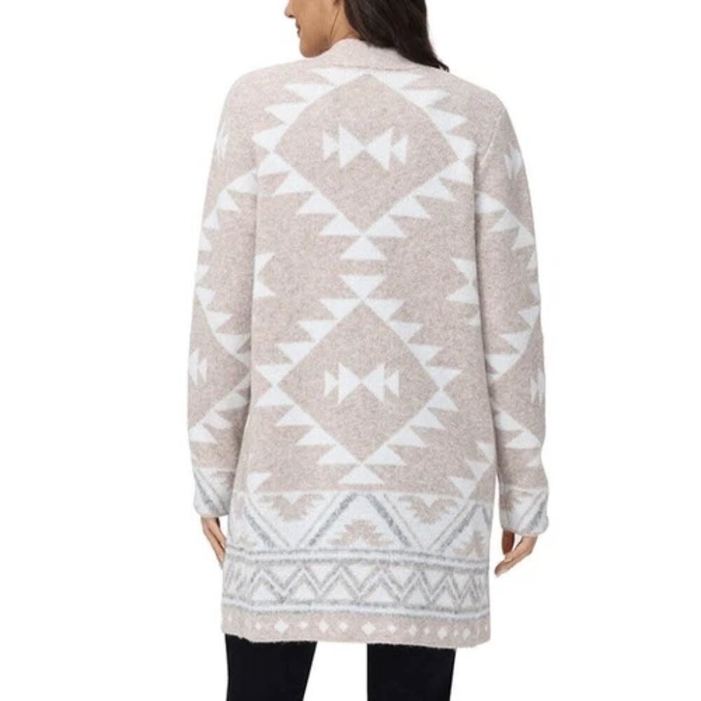 Frye Women's Geometric Beige and White Cardigan Size Large - Picture 5 of 10
